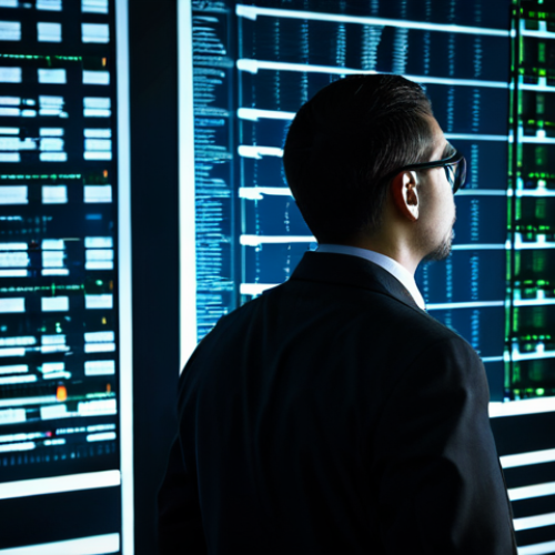 Home 11 Data Breach Threat**
"A concerned IT professional, fully clothed in business attire, staring intently at a computer screen displaying lines of code and warning symbols in a dimly lit server room. The background shows blurred server racks and flashing lights. The scene conveys a sense of urgency and impending data breach. Safe for work, appropriate content, perfect anatomy, correct proportions, professional, high-resolution, dramatic lighting."
**