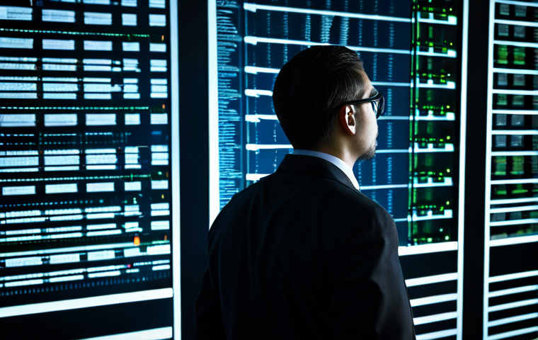 Data Breach Threat**
"A concerned IT professional, fully clothed in business attire, staring intently at a computer screen displaying lines of code and warning symbols in a dimly lit server room. The background shows blurred server racks and flashing lights. The scene conveys a sense of urgency and impending data breach. Safe for work, appropriate content, perfect anatomy, correct proportions, professional, high-resolution, dramatic lighting."
**