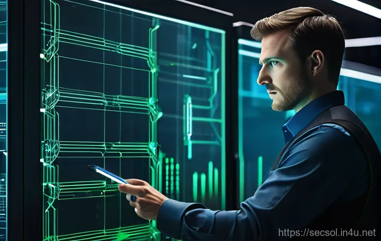 보안 컨설팅 실무에서 자주 사용하는 툴 - **Cyber Threat Scout: Nessus in Action**
    A highly skilled cybersecurity consultant, wearing a sl...