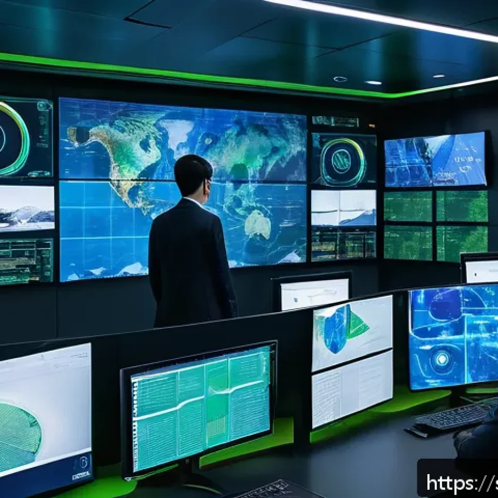 보안솔루션 컨설팅 관련 최신 트렌드 - A futuristic cybersecurity operations center (SOC) with diverse professionals monitoring multiple la...